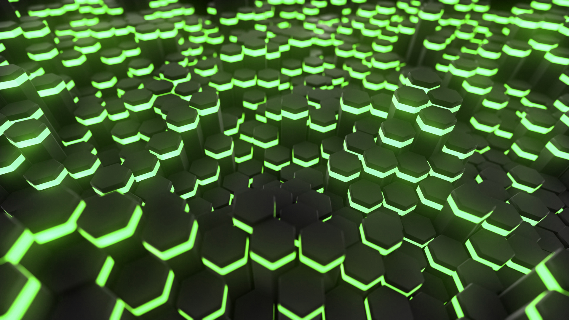 3D Neon Abstract Hexagons Background