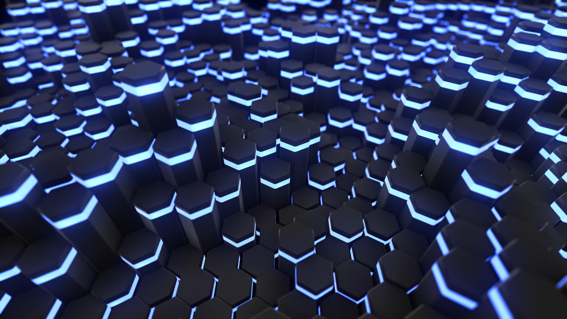 3D Neon Abstract Hexagons Background