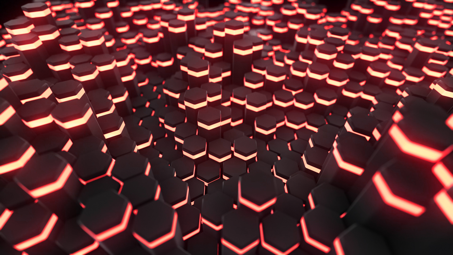 3D Neon Abstract Hexagons Background